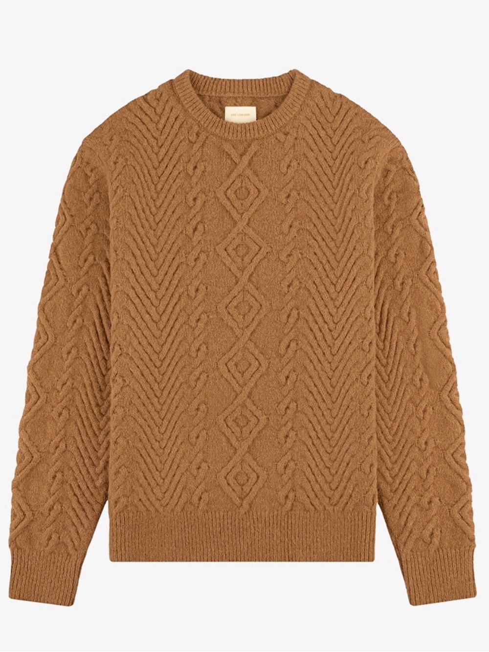 Aime Leon Dore Fisherman Cable Knit Sweater Tan